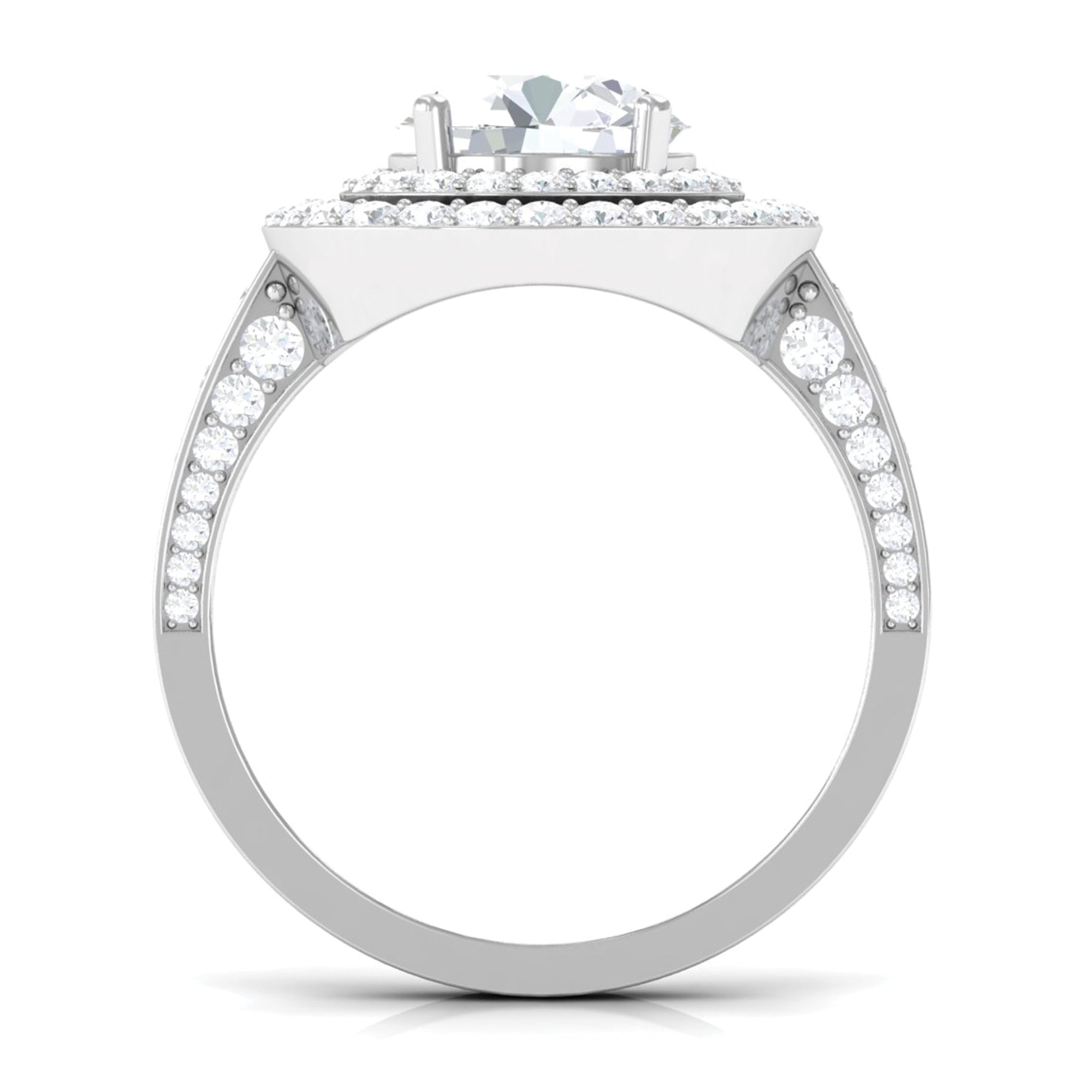 Rosec Jewels-Large Round Moissanite Double Halo Engagement Ring