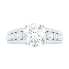 Rosec Jewels-Round Shape Moissanite Solitaire Engagement Ring with Side Stones