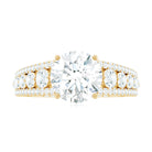 Rosec Jewels-Round Shape Moissanite Solitaire Engagement Ring with Side Stones