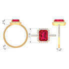 Rosec Jewels-Emerald Cut Lab Grown Ruby Engagement Ring with Diamond Halo