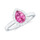 Rosec Jewels-0.75 CT Pear Cut Pink Tourmaline Ring with Diamond