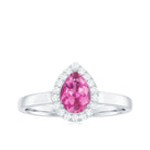 Rosec Jewels-0.75 CT Pear Cut Pink Tourmaline Ring with Diamond