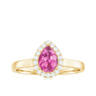 Rosec Jewels-0.75 CT Pear Cut Pink Tourmaline Ring with Diamond