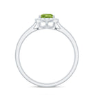 Rosec Jewels-5X7 MM Pear Shaped Peridot Solitaire with Diamond Halo Ring