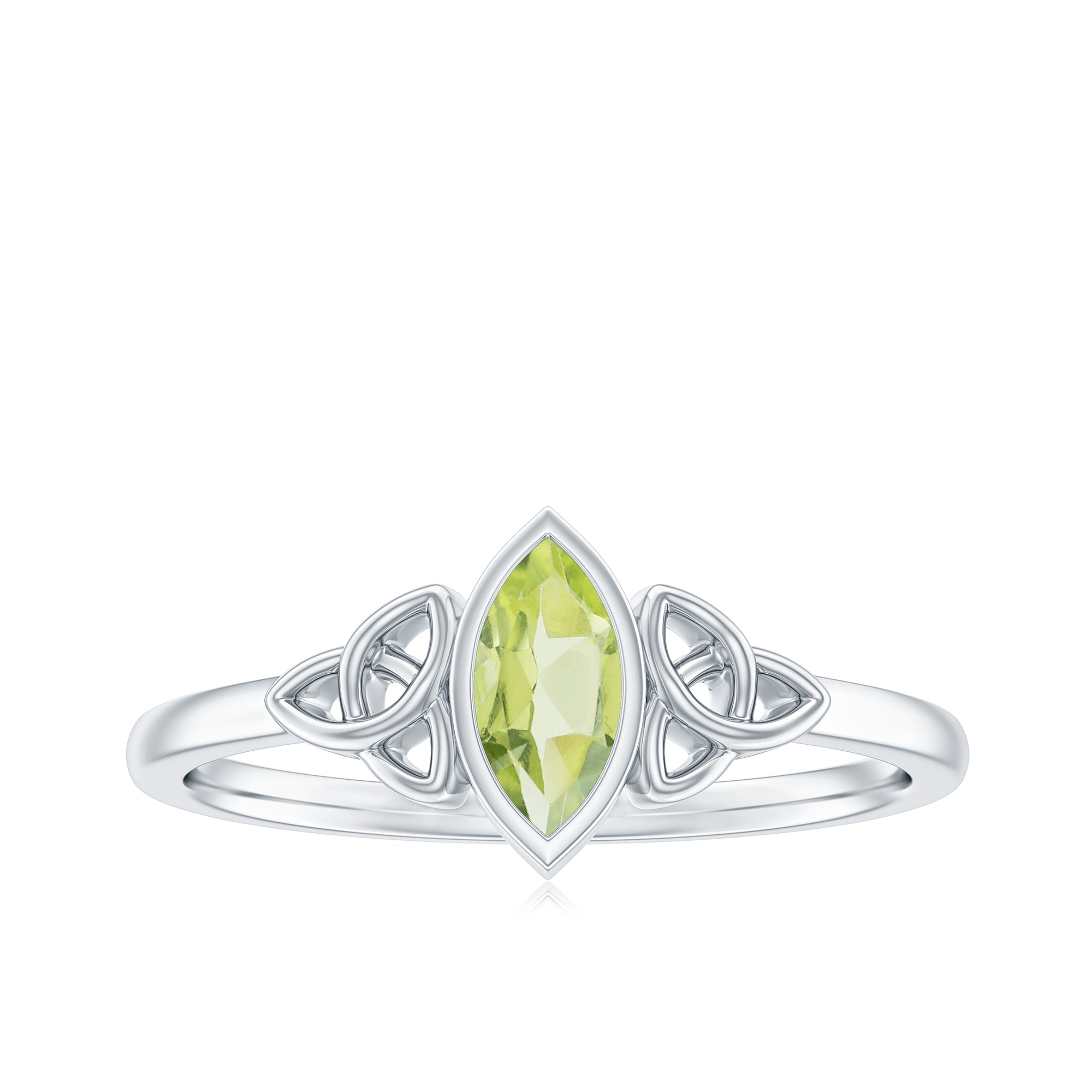 Rosec Jewels-3.5X7 MM Marquise Cut Peridot Solitaire Ring with Gold Celtic Details