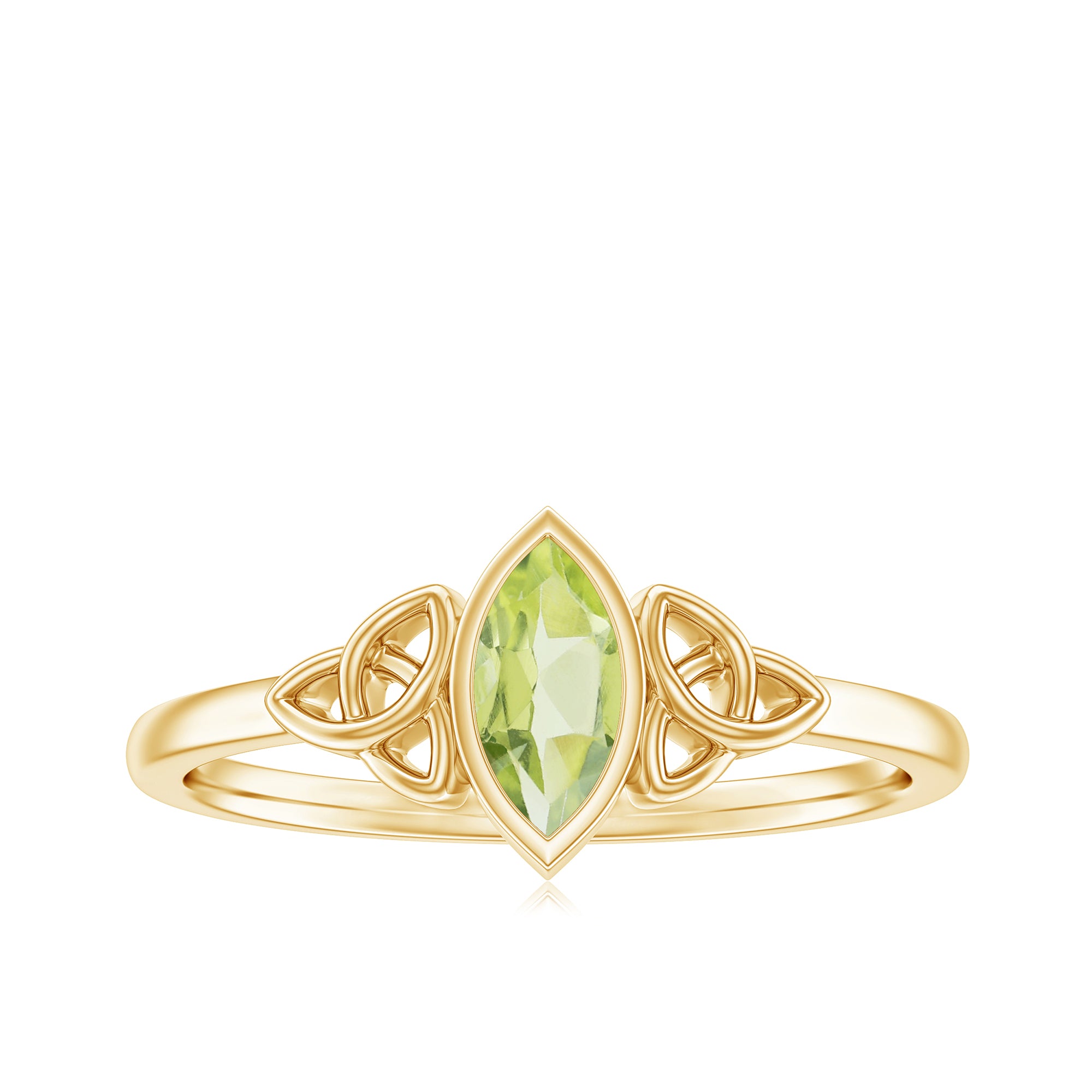 Rosec Jewels-3.5X7 MM Marquise Cut Peridot Solitaire Ring with Gold Celtic Details