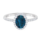 Rosec Jewels-Oval Shape London Blue Topaz Cocktail Engagement Ring with Diamond