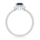 Rosec Jewels-Oval Shape London Blue Topaz Cocktail Engagement Ring with Diamond