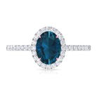 Rosec Jewels-Oval Shape London Blue Topaz Cocktail Engagement Ring with Diamond