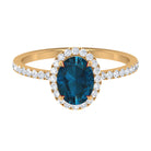 Rosec Jewels-Oval Shape London Blue Topaz Cocktail Engagement Ring with Diamond