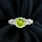 Peridot Solitaire Engagement Ring with Moissanite in Split Shank Peridot - ( AAA ) - Quality - Rosec Jewels