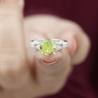 Peridot Solitaire Engagement Ring with Moissanite in Split Shank Peridot - ( AAA ) - Quality - Rosec Jewels