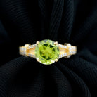 Peridot Solitaire Engagement Ring with Moissanite in Split Shank Peridot - ( AAA ) - Quality - Rosec Jewels