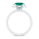 Rosec Jewels-Round Created Emerald Classic Halo Engagement Ring with Moissanite