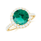 Rosec Jewels-Round Created Emerald Classic Halo Engagement Ring with Moissanite