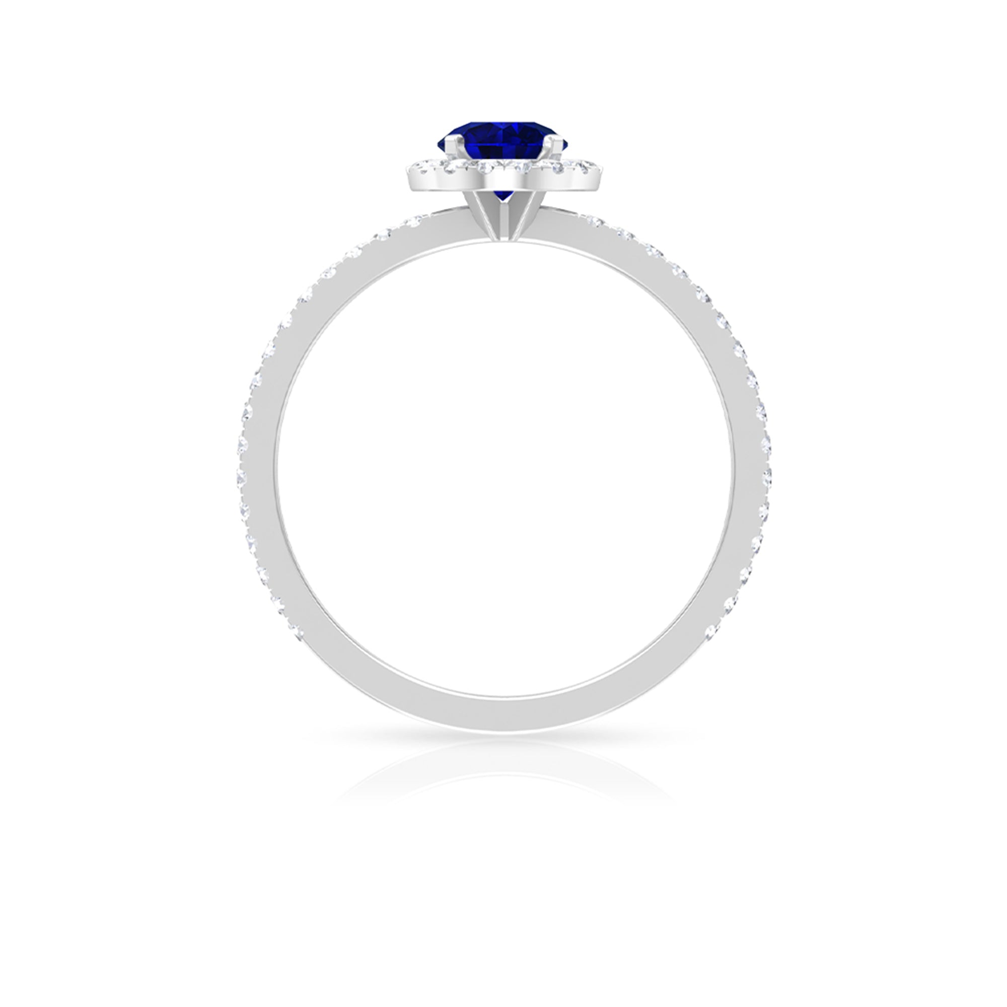 Rosec Jewels-Minimal Blue Sapphire and Diamond Engagement Ring