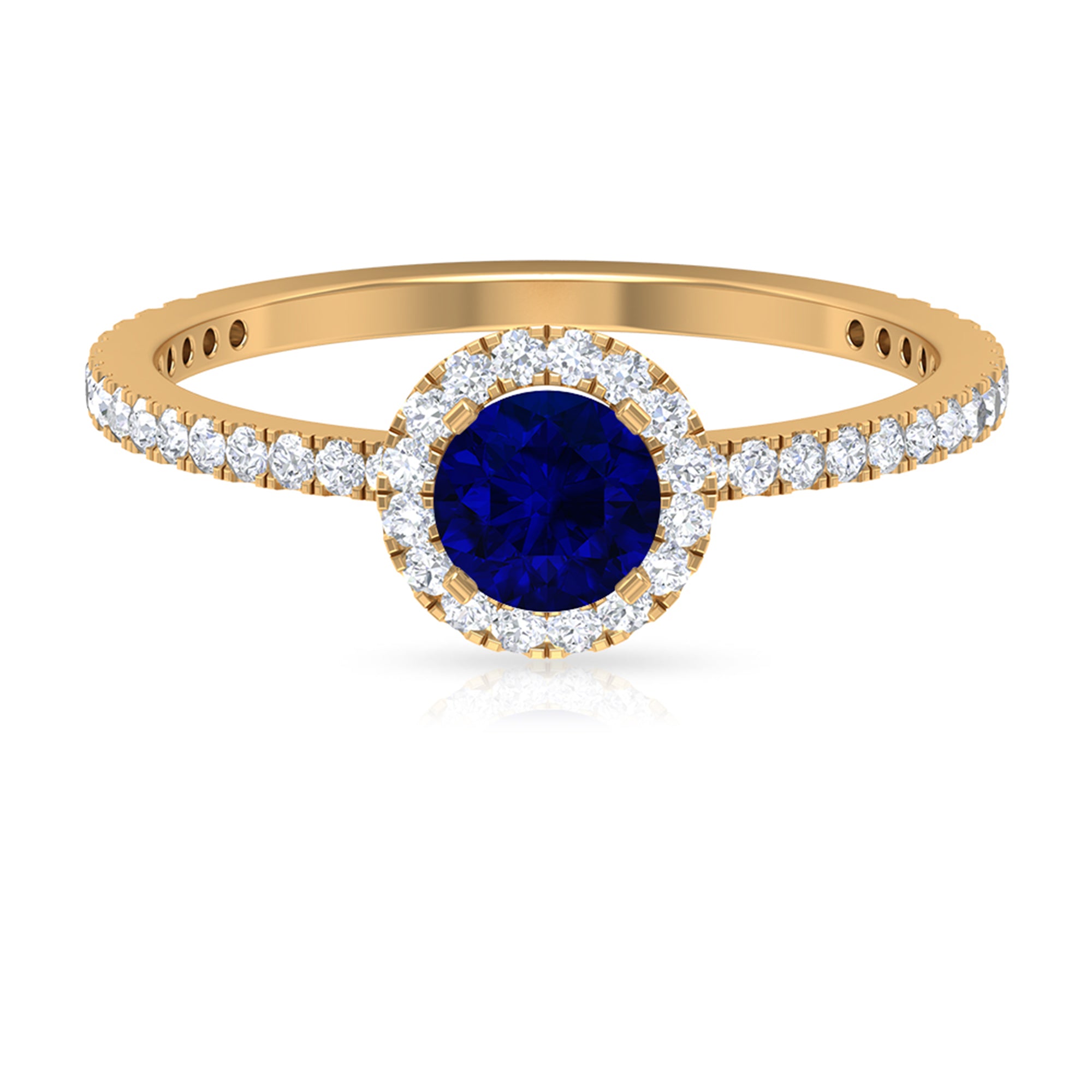 Rosec Jewels-Minimal Blue Sapphire and Diamond Engagement Ring