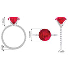 Rosec Jewels-Created Ruby Solitaire Ring with Diamond Side Stones