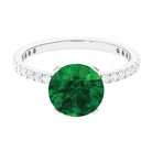 Rosec Jewels-3.5 CT Created Emerald Solitaire Engagement Ring with Diamond