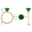 Rosec Jewels-3.5 CT Created Emerald Solitaire Engagement Ring with Diamond