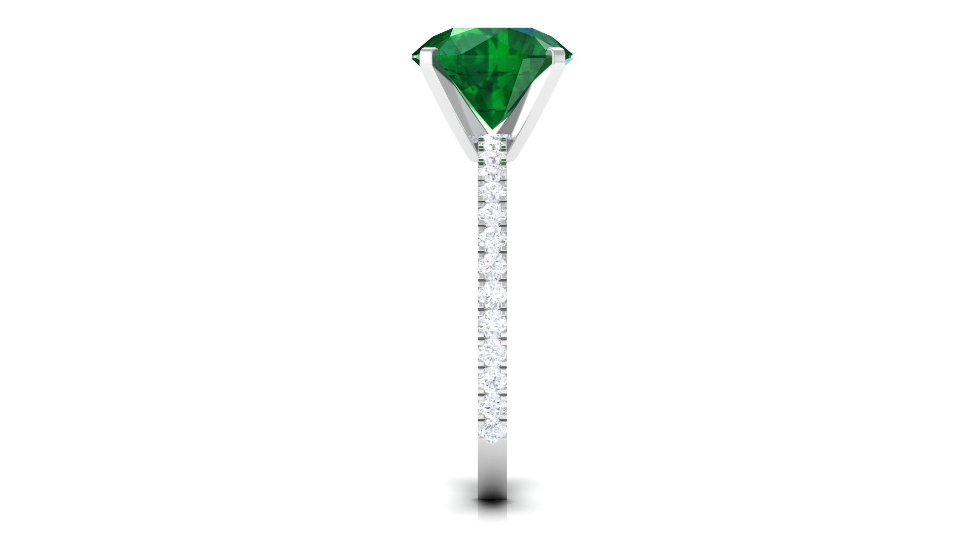 Rosec Jewels-3.5 CT Created Emerald Solitaire Engagement Ring with Diamond