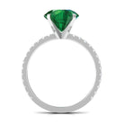 Rosec Jewels-3.5 CT Created Emerald Solitaire Engagement Ring with Diamond