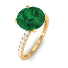 Rosec Jewels-3.5 CT Created Emerald Solitaire Engagement Ring with Diamond