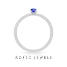 Rosec Jewels-Tanzanite Dainty Solitaire Ring with French Pave Set Diamond