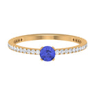 Rosec Jewels-Tanzanite Dainty Solitaire Ring with French Pave Set Diamond