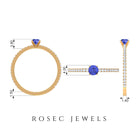 Rosec Jewels-Tanzanite Dainty Solitaire Ring with French Pave Set Diamond