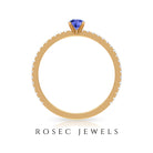 Rosec Jewels-Tanzanite Dainty Solitaire Ring with French Pave Set Diamond