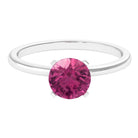 Rosec Jewels-Round Pink Tourmaline Solitaire Ring in Peg Head Setting