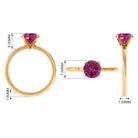 Rosec Jewels-Round Pink Tourmaline Solitaire Ring in Peg Head Setting