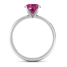 Rosec Jewels-Round Pink Tourmaline Solitaire Ring in Peg Head Setting