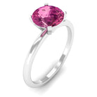 Rosec Jewels-Round Pink Tourmaline Solitaire Ring in Peg Head Setting