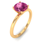 Rosec Jewels-Round Pink Tourmaline Solitaire Ring in Peg Head Setting