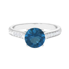 Rosec Jewels-London Blue Topaz Solitaire Ring with Diamond Accent