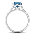 Rosec Jewels-London Blue Topaz Solitaire Ring with Diamond Accent