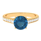 Rosec Jewels-London Blue Topaz Solitaire Ring with Diamond Accent