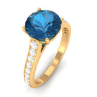 Rosec Jewels-London Blue Topaz Solitaire Ring with Diamond Accent