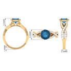 Rosec Jewels-4 Prong Set Solitaire London Blue Topaz Crossover Ring with Diamond Accent