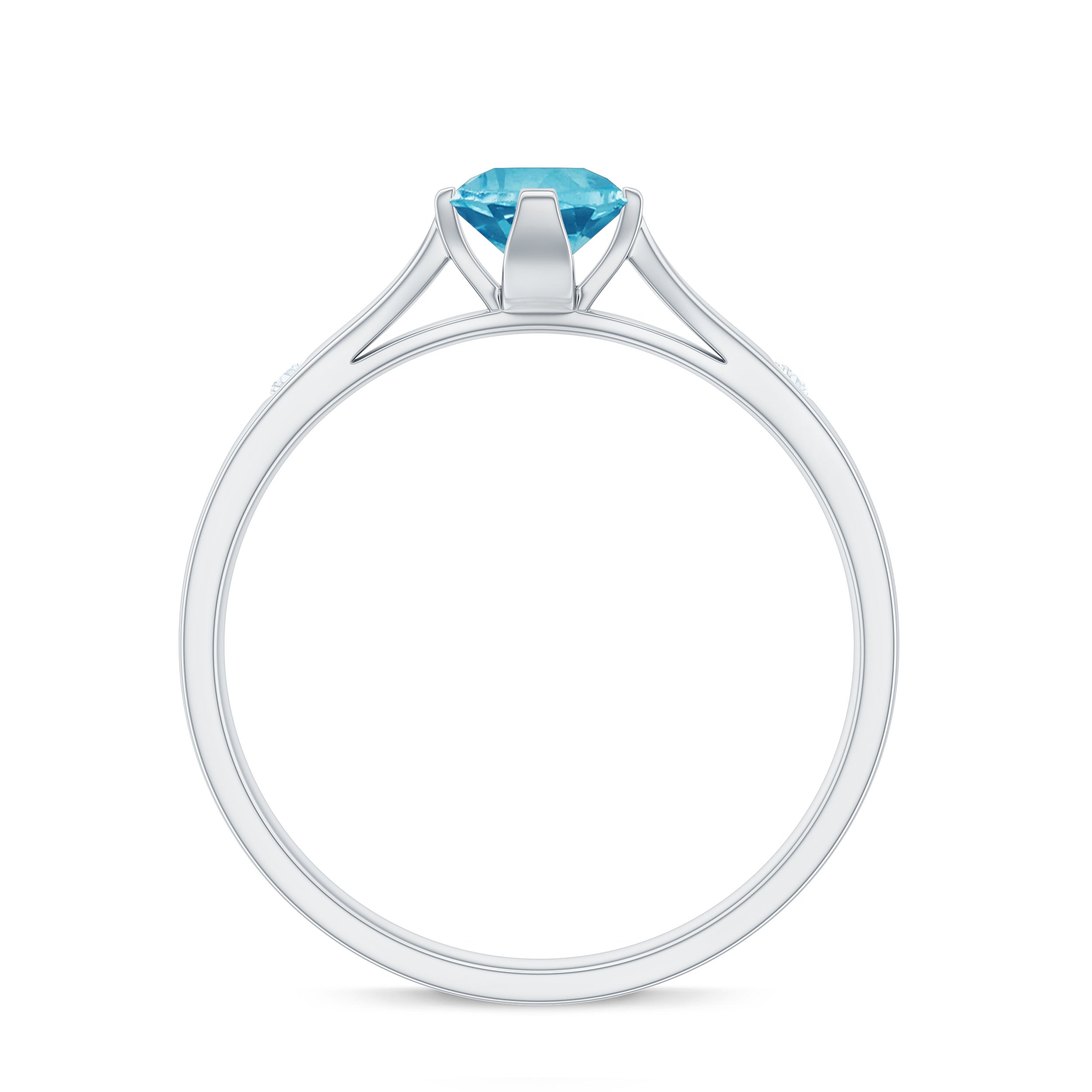 Rosec Jewels-1/2 CT Solitaire Ring with Swiss Blue Topaz and Diamond for Her