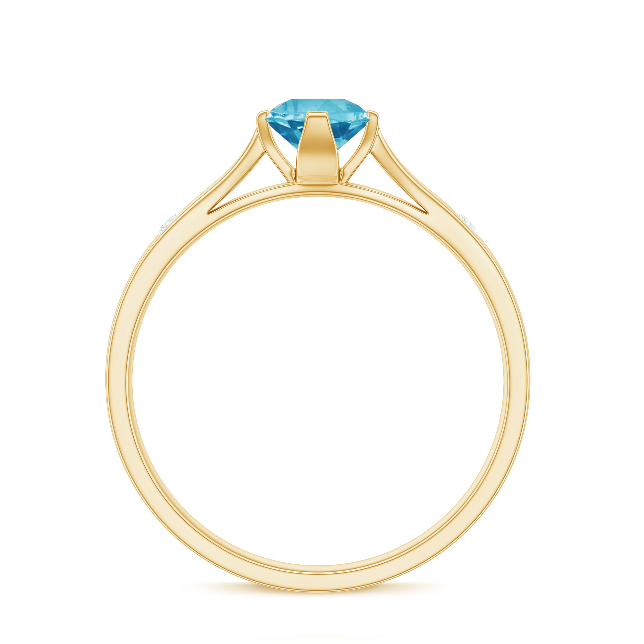 Rosec Jewels-1/2 CT Solitaire Ring with Swiss Blue Topaz and Diamond for Her