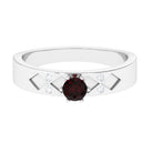 Rosec Jewels-Natural Round Garnet Solitaire Band Ring