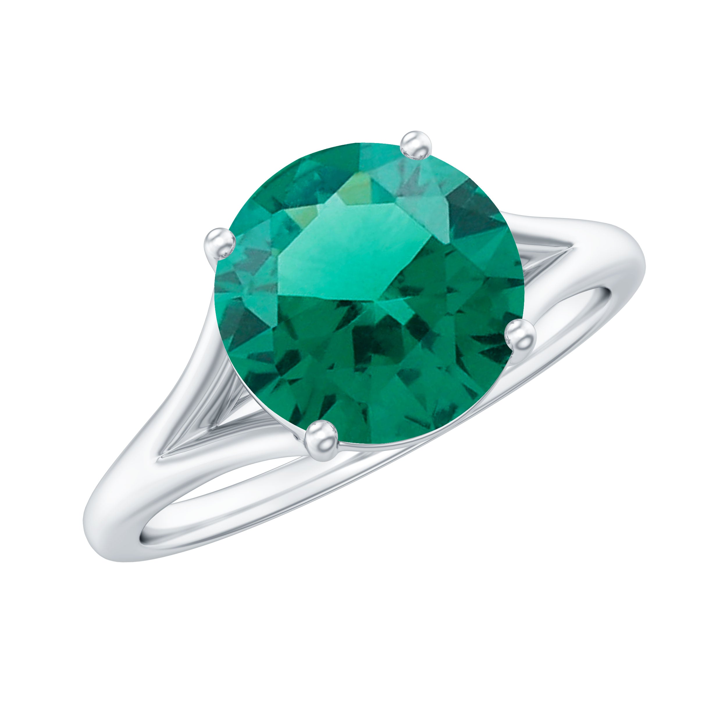 Rosec Jewels-Solitaire Promise Ring with 2 CT Lab Created Emerald and Diamond