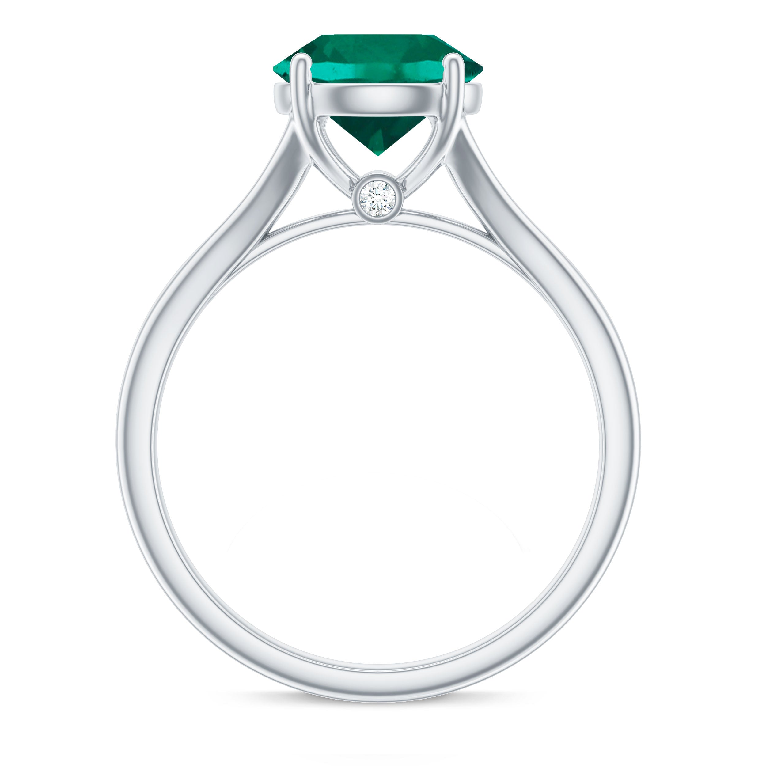 Rosec Jewels-Solitaire Promise Ring with 2 CT Lab Created Emerald and Diamond