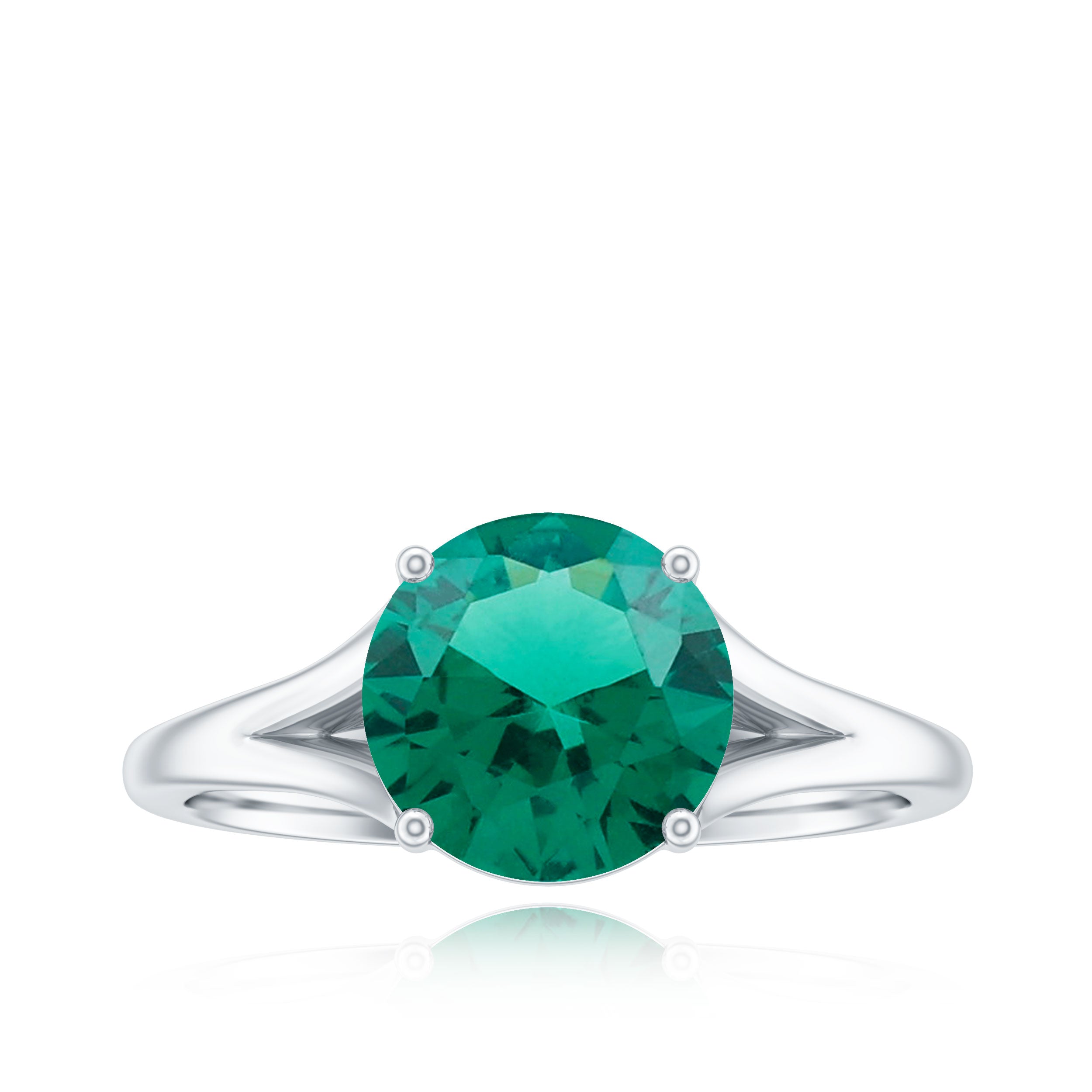 Rosec Jewels-Solitaire Promise Ring with 2 CT Lab Created Emerald and Diamond