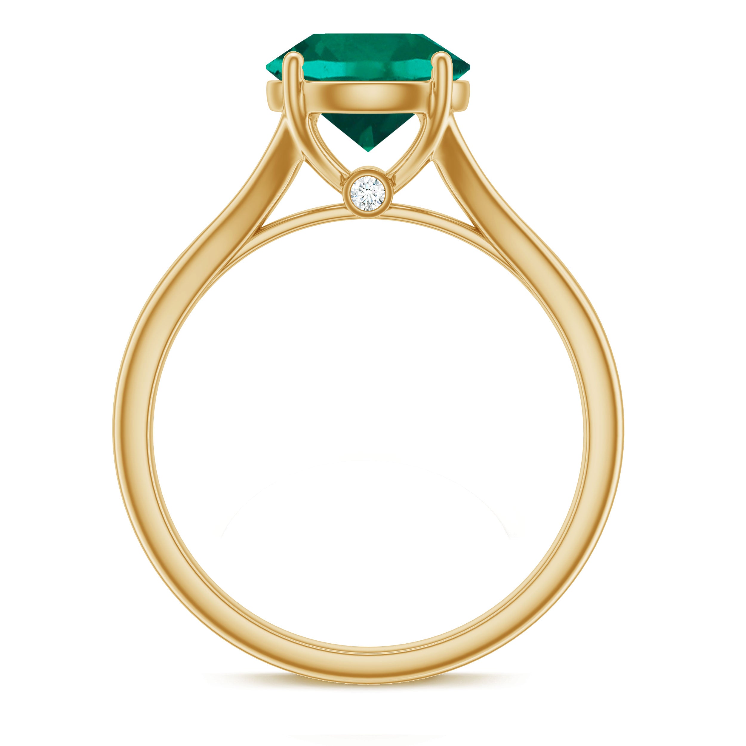 Rosec Jewels-Solitaire Promise Ring with 2 CT Lab Created Emerald and Diamond