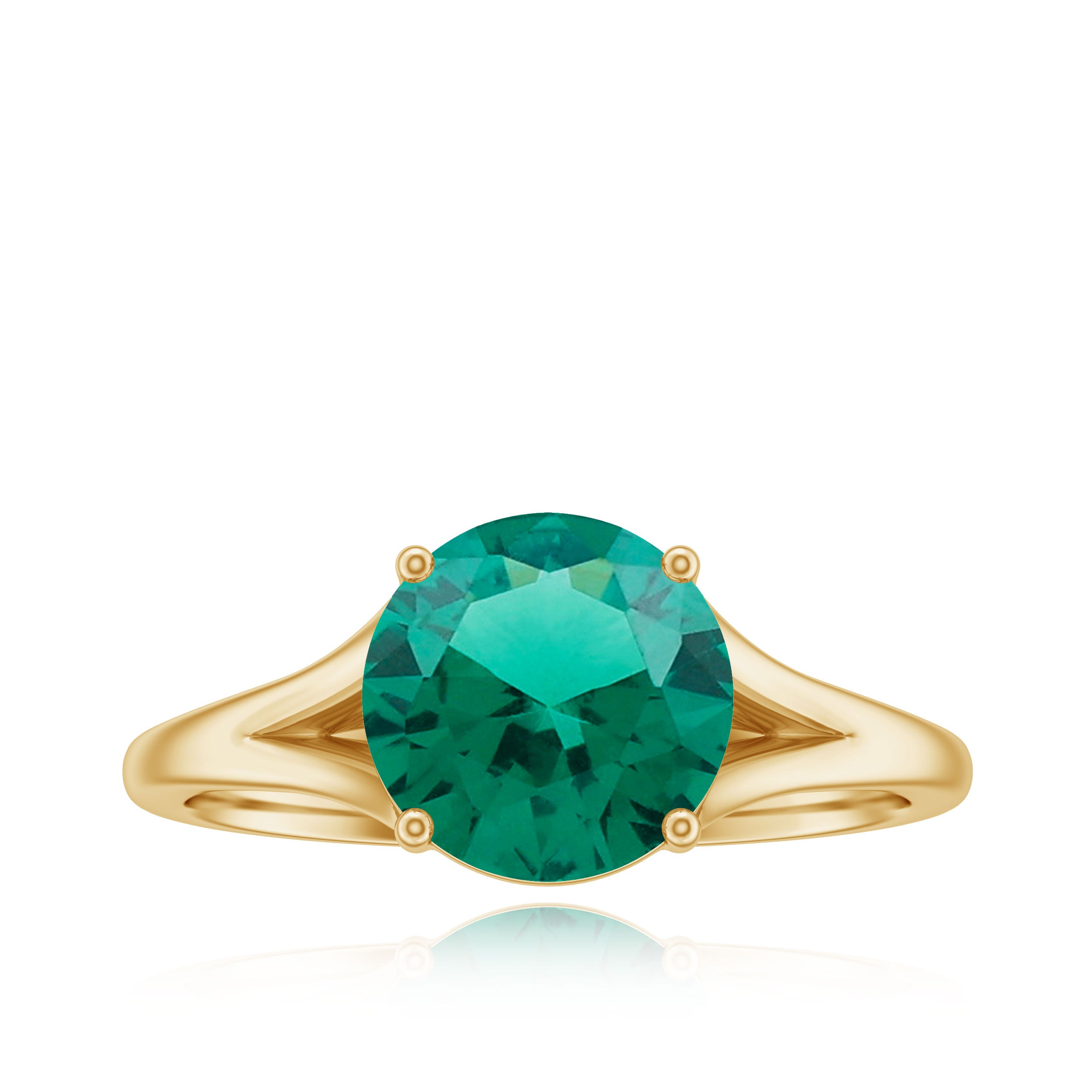 Rosec Jewels-Solitaire Promise Ring with 2 CT Lab Created Emerald and Diamond