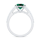 Rosec Jewels-Created Emerald Engagement Ring with Moissanite Side Stones